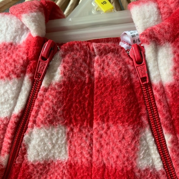 Fleece hooded unisex baby suit 6-9 red white - Picture 4 of 8